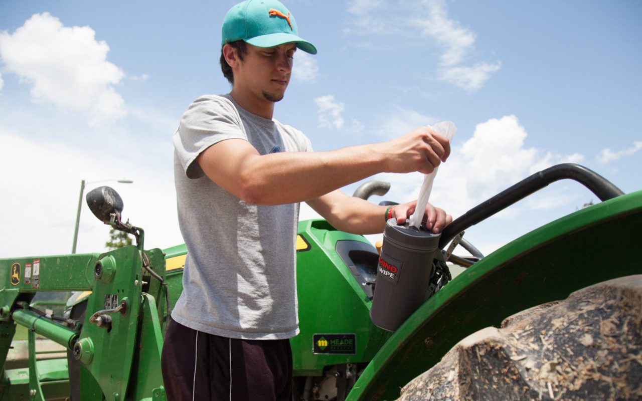 Student working in field