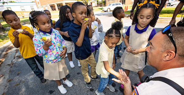 Community School attendees learn from local firefighters